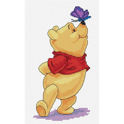 Winnie The Pooh Playing With Butterflies - 11CT Stamped Cross Stitch 30*53CM