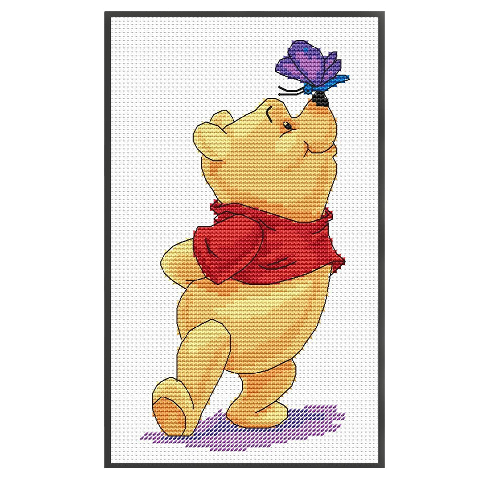 Winnie The Pooh Playing With Butterflies - 11CT Stamped Cross Stitch 30*53CM