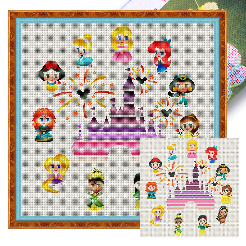 Disney Princess And Castle - 11CT Stamped Cross Stitch 50*50CM