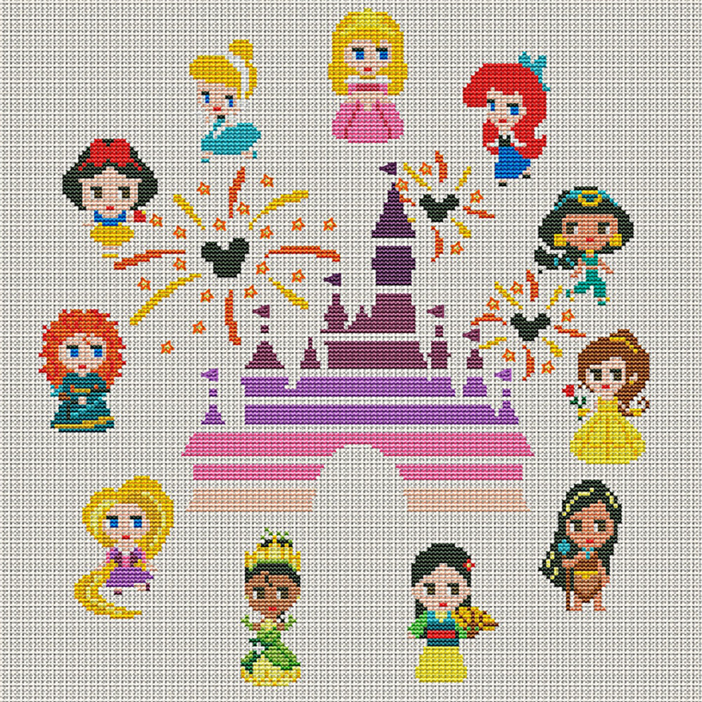 Disney Princess And Castle - 11CT Stamped Cross Stitch 50*50CM