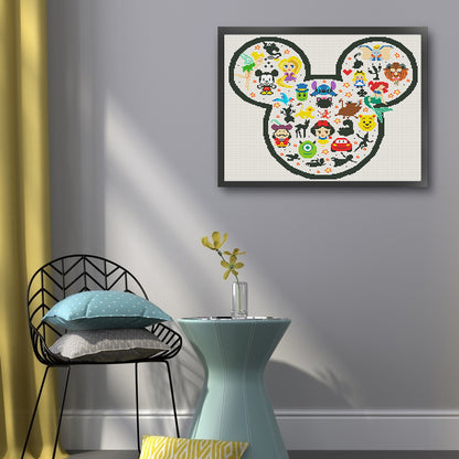 Mickey Head And Disney Characters - 11CT Stamped Cross Stitch 50*40CM