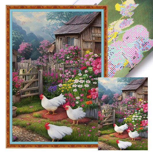 Farm Chicken Coop - 11CT Stamped Cross Stitch 40*60CM