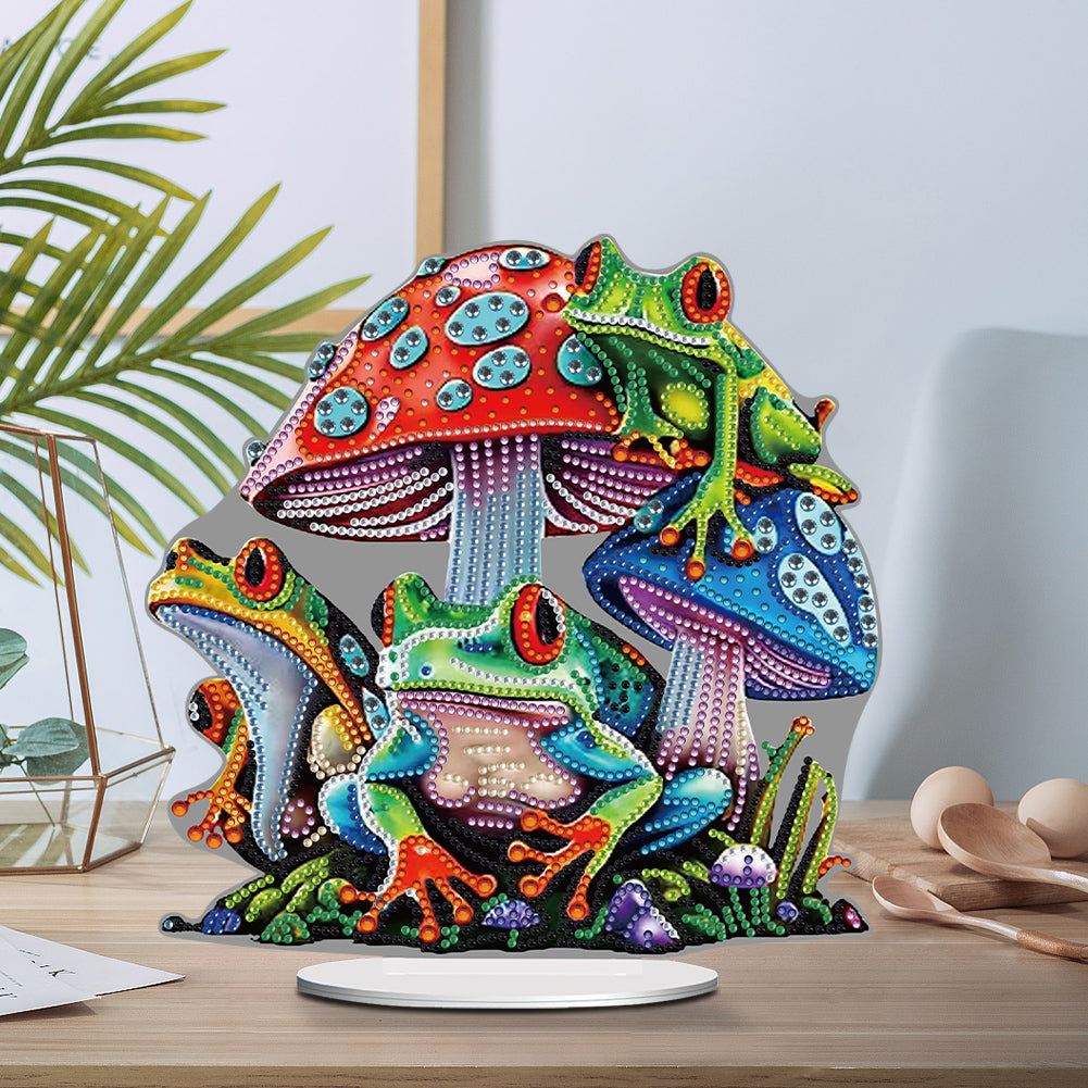 Colorful Special Shape Mushroom Frog Desktop Diamond Art Kits for Adult Beginner