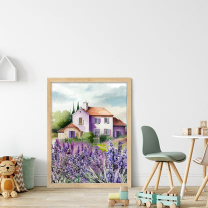 Purple Lavender Village - 11CT Stamped Cross Stitch 40*53CM