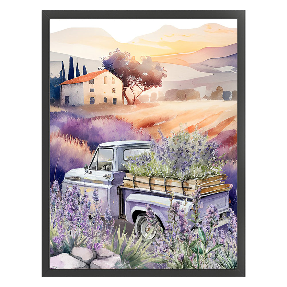 Purple Lavender Truck - 11CT Stamped Cross Stitch 40*53CM