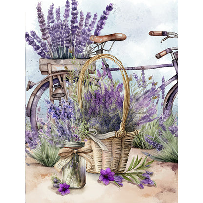 Purple Lavender Bike - 11CT Stamped Cross Stitch 40*53CM