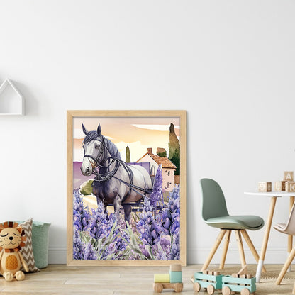 Purple Lavender Horse - 11CT Stamped Cross Stitch 40*53CM