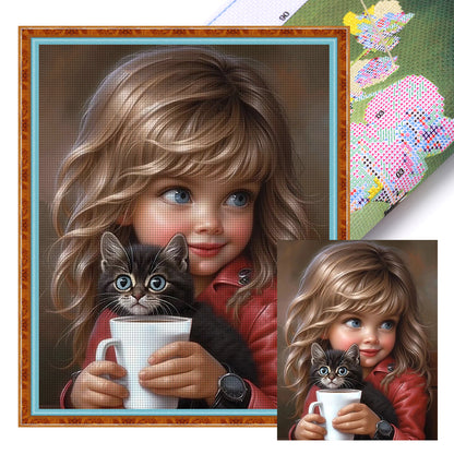 Cute Girl - 11CT Stamped Cross Stitch 40*50CM