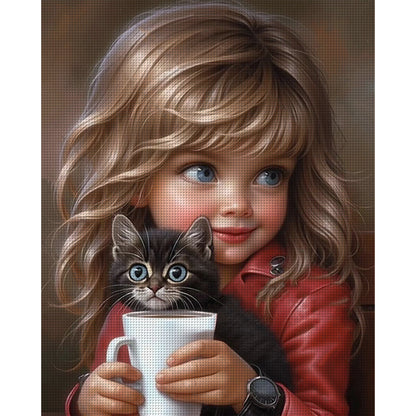 Cute Girl - 11CT Stamped Cross Stitch 40*50CM