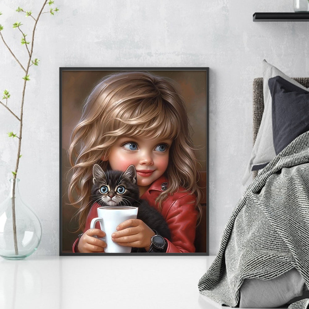 Cute Girl - 11CT Stamped Cross Stitch 40*50CM