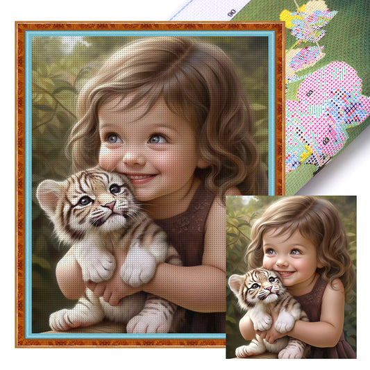 Cute Girl - 11CT Stamped Cross Stitch 40*50CM