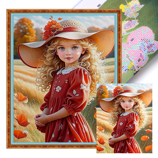 Cute Girl - 11CT Stamped Cross Stitch 40*50CM