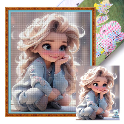 Cute Girl - 11CT Stamped Cross Stitch 40*50CM