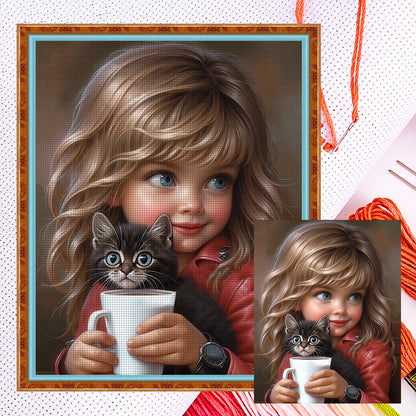 Cute Girl - 11CT Counted Cross Stitch 40*50CM