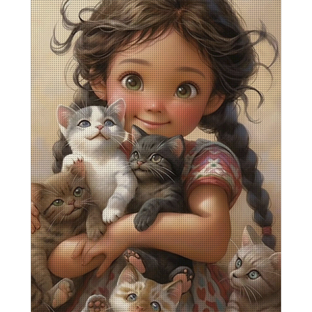 Cute Girl - 11CT Counted Cross Stitch 40*50CM