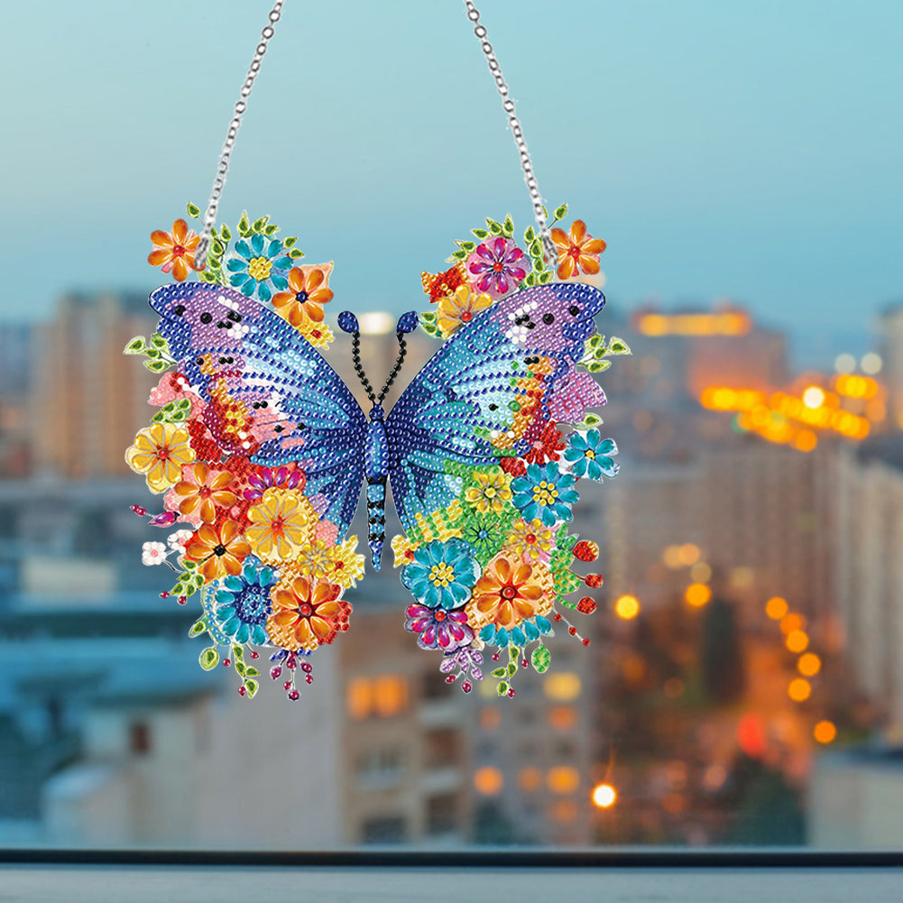 Acrylic Butterfly Single Side Diamond Art Hanging Pendant for Wall Home Decor