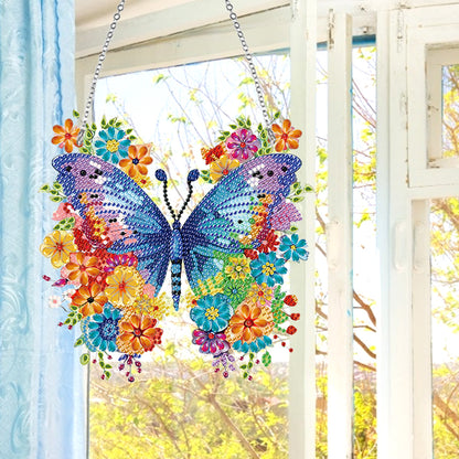 Acrylic Butterfly Single Side Diamond Art Hanging Pendant for Wall Home Decor