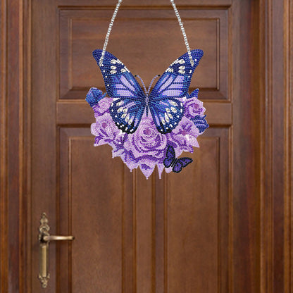 Acrylic Butterfly Single Side Diamond Art Hanging Pendant for Wall Home Decor