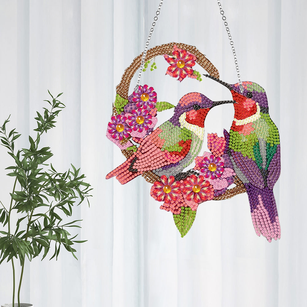 Cute Acrylic Bird Single-Side Diamond Art Hanging Pendant for Home Wall Decor