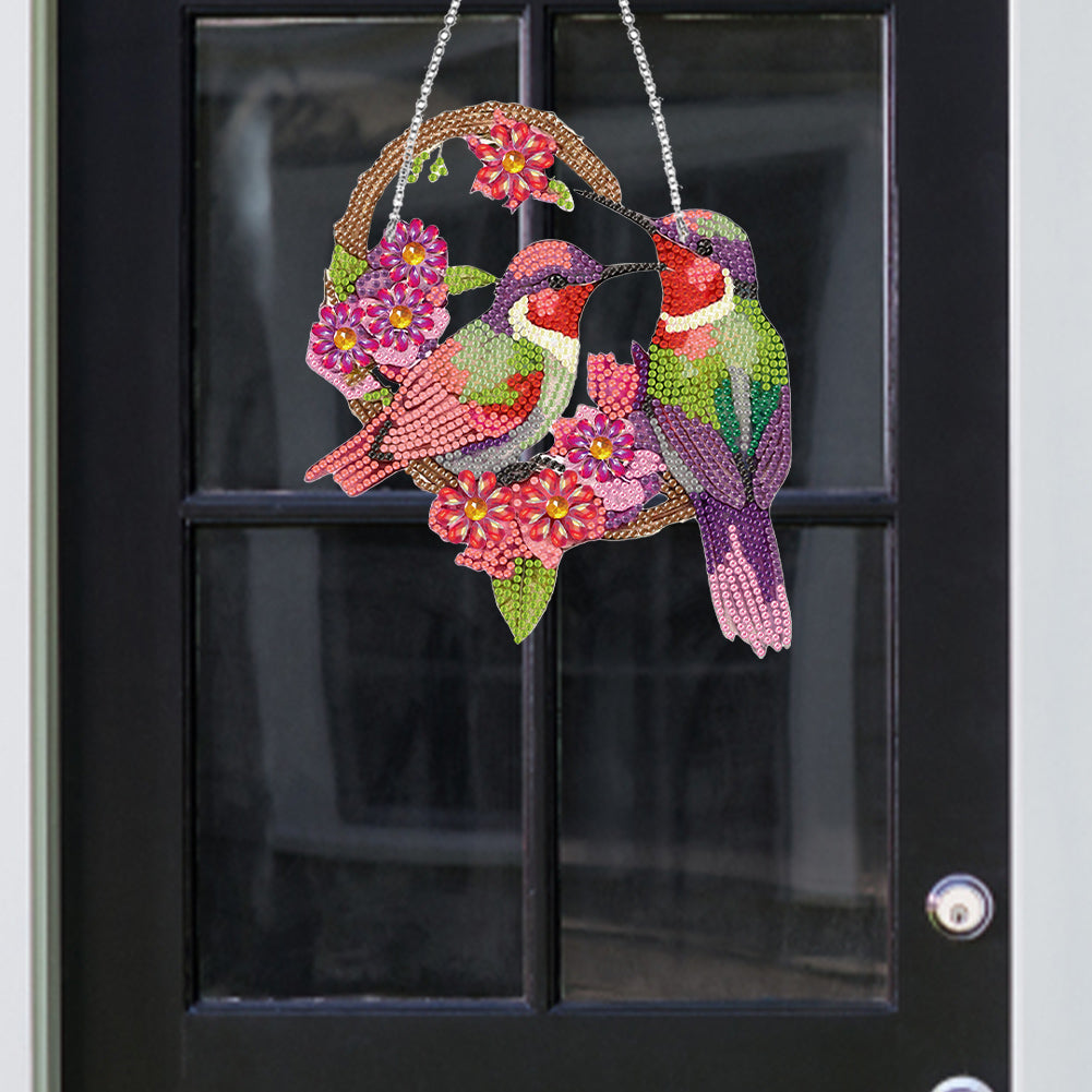 Cute Acrylic Bird Single-Side Diamond Art Hanging Pendant for Home Wall Decor