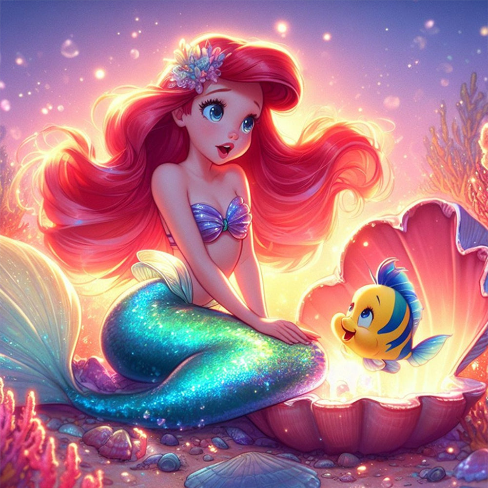 Mermaid Princess Ariel - 18CT Stamped Cross Stitch 30*30CM