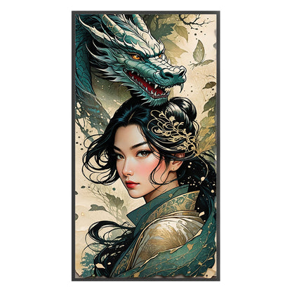 Dragon And Woman - 11CT Stamped Cross Stitch 40*75CM