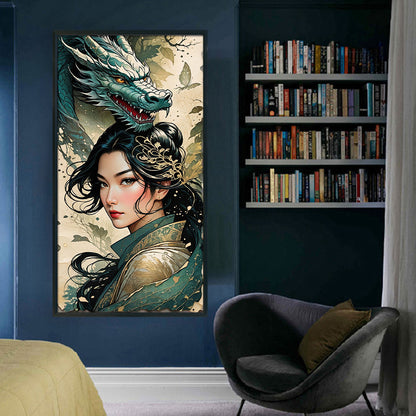 Dragon And Woman - 11CT Stamped Cross Stitch 40*75CM