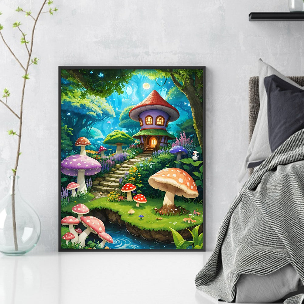 Mushroom House - 11CT Stamped Cross Stitch 40*50CM