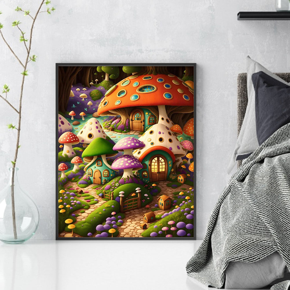 Mushroom House - 11CT Stamped Cross Stitch 40*50CM