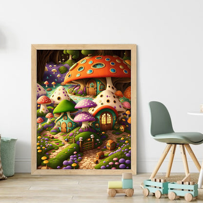 Mushroom House - 11CT Stamped Cross Stitch 40*50CM