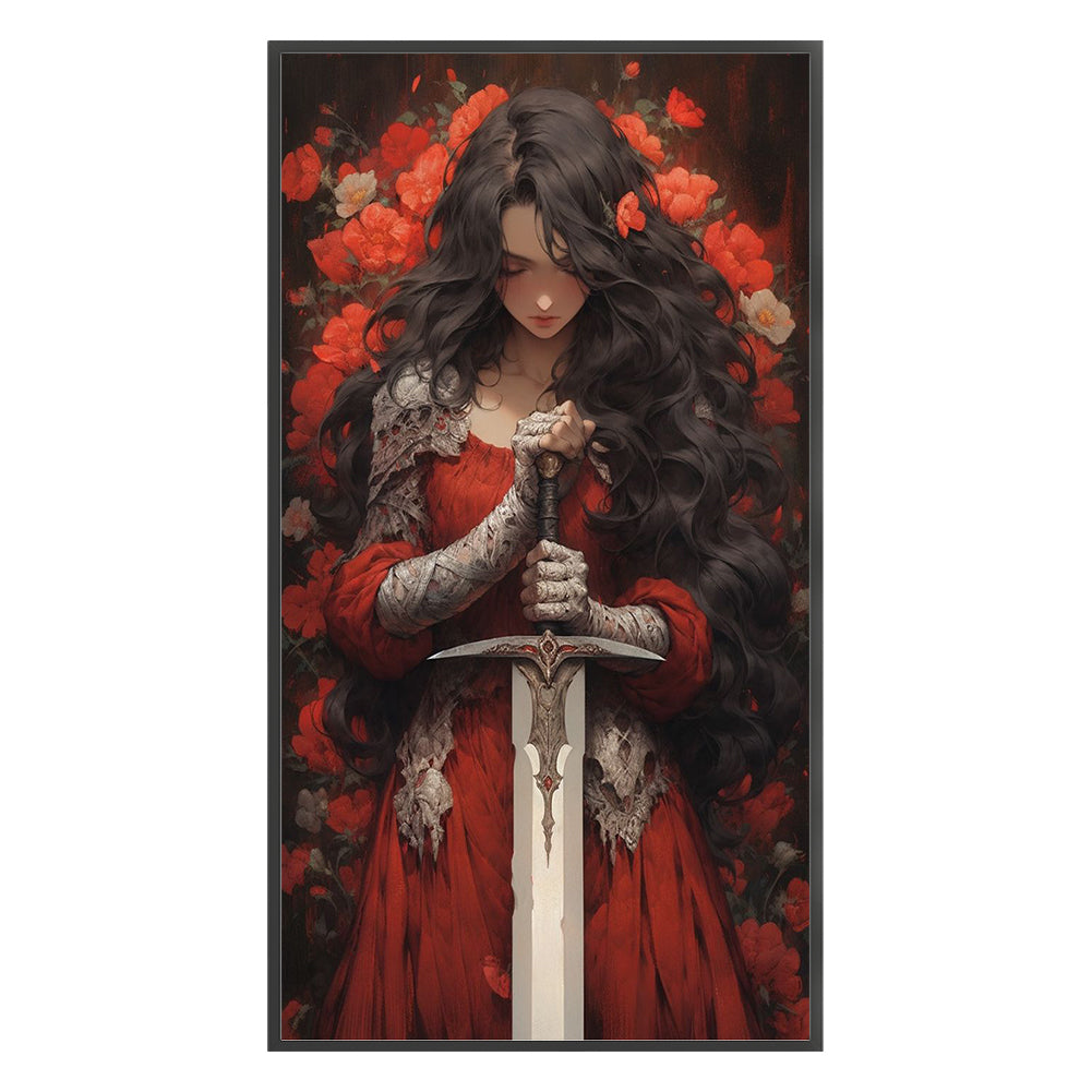 Long-Haired Female Knight - 11CT Stamped Cross Stitch 40*70CM