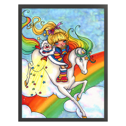 Little Girl Riding A White Horse - 11CT Stamped Cross Stitch 50*65CM