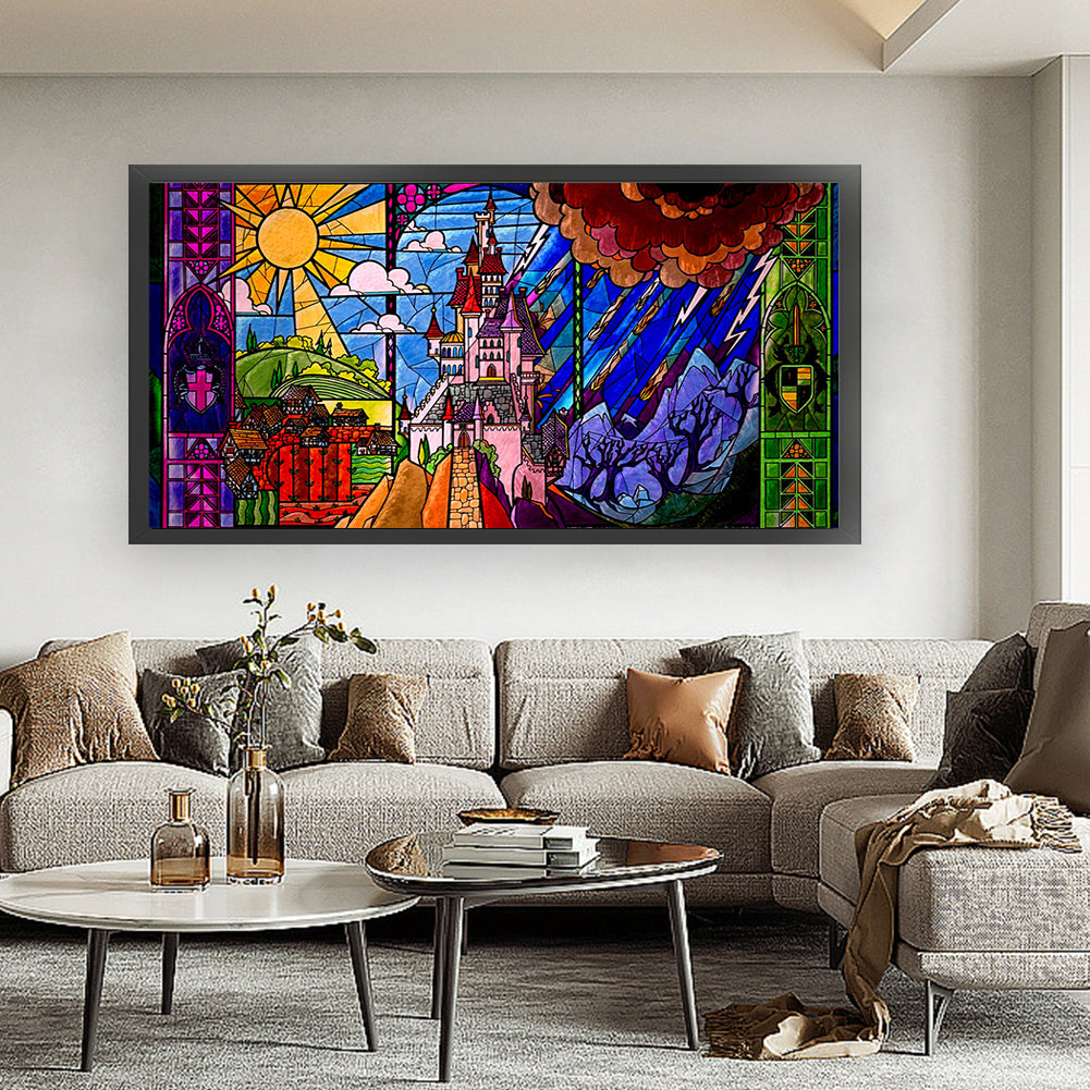 Glass Painting-Hogwarts - 11CT Stamped Cross Stitch 100*50CM