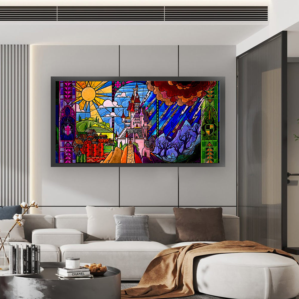 Glass Painting-Hogwarts - 11CT Stamped Cross Stitch 100*50CM