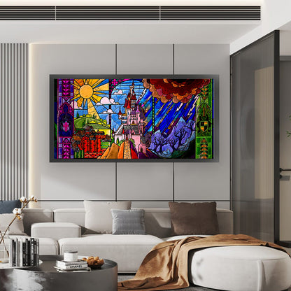 Glass Painting-Hogwarts - 11CT Stamped Cross Stitch 100*50CM