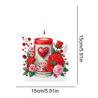 Acrylic Desktop 5D Diamond Art Kits Home Bedroom Table Decor (Love Rose Candle)