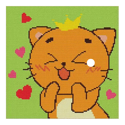 Crown Cat Star - 14CT Stamped Cross Stitch 25*25CM(Joy Sunday)