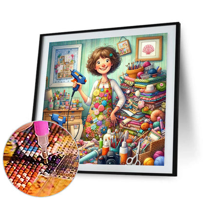 Sewing Begins - Full Round Drill Diamond Painting 50*50CM