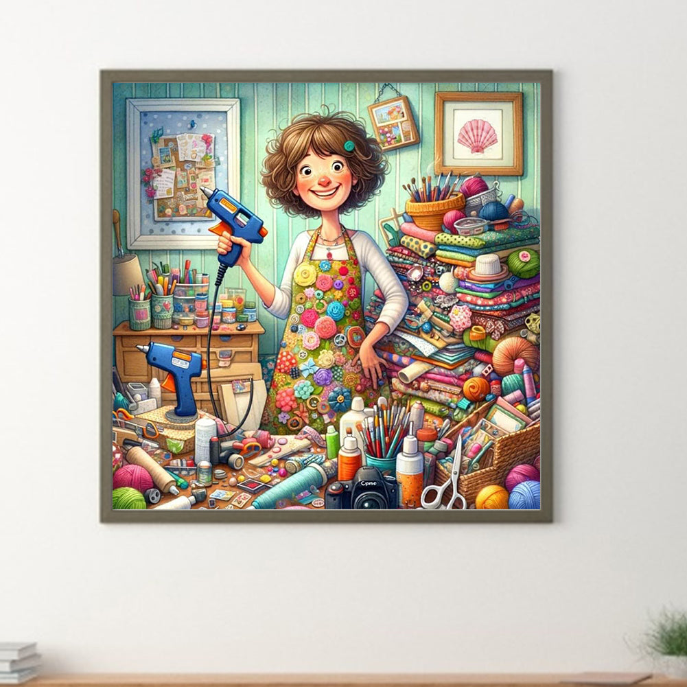 Sewing Begins - Full Round Drill Diamond Painting 50*50CM