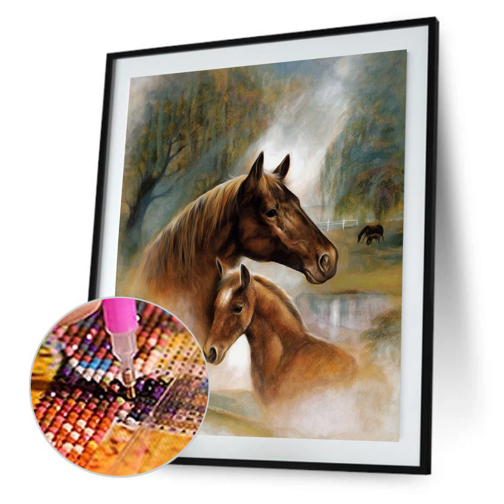 Horses - Full Round Drill Diamond Painting 30*40CM