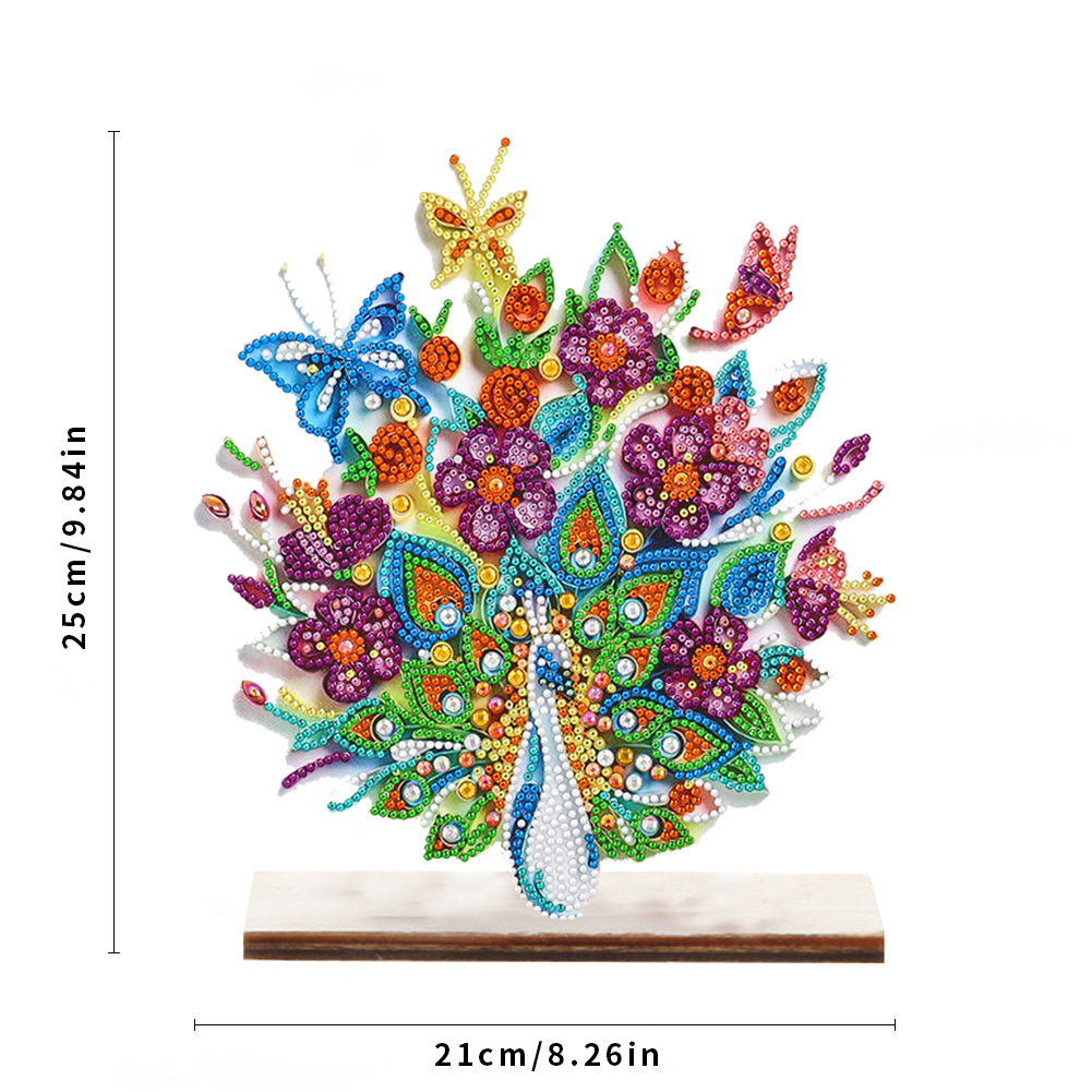 Special Shape Single-Side Desktop Diamond Art Decor (Flower Peacock Butterfly)