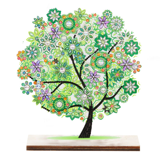 Special Shape Single-Side Desktop Diamond Art Decor (Green Flower Tree Of Life)