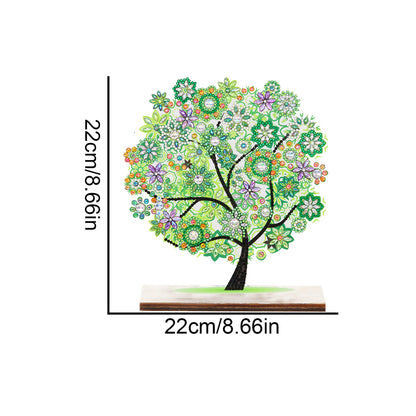 Special Shape Single-Side Desktop Diamond Art Decor (Green Flower Tree Of Life)