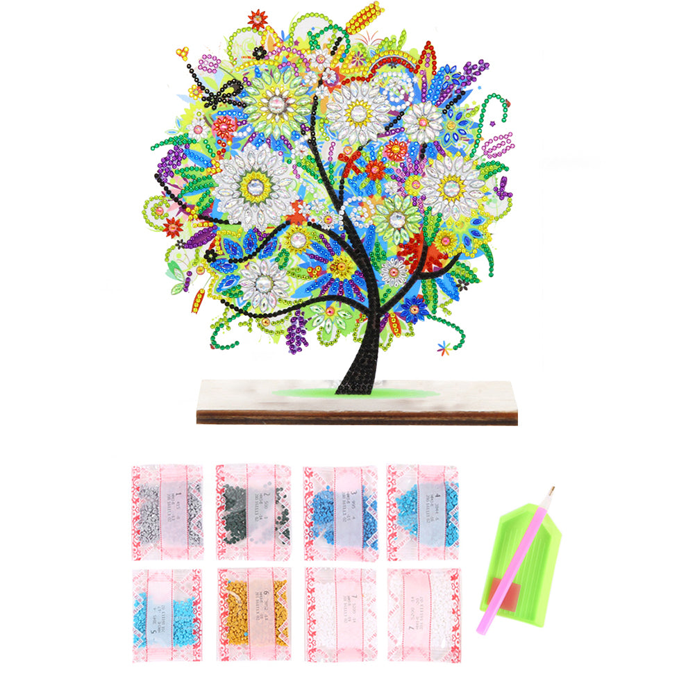 Special Shape Single-Side Desktop Diamond Art Decor (Colourful Tree Of Life)