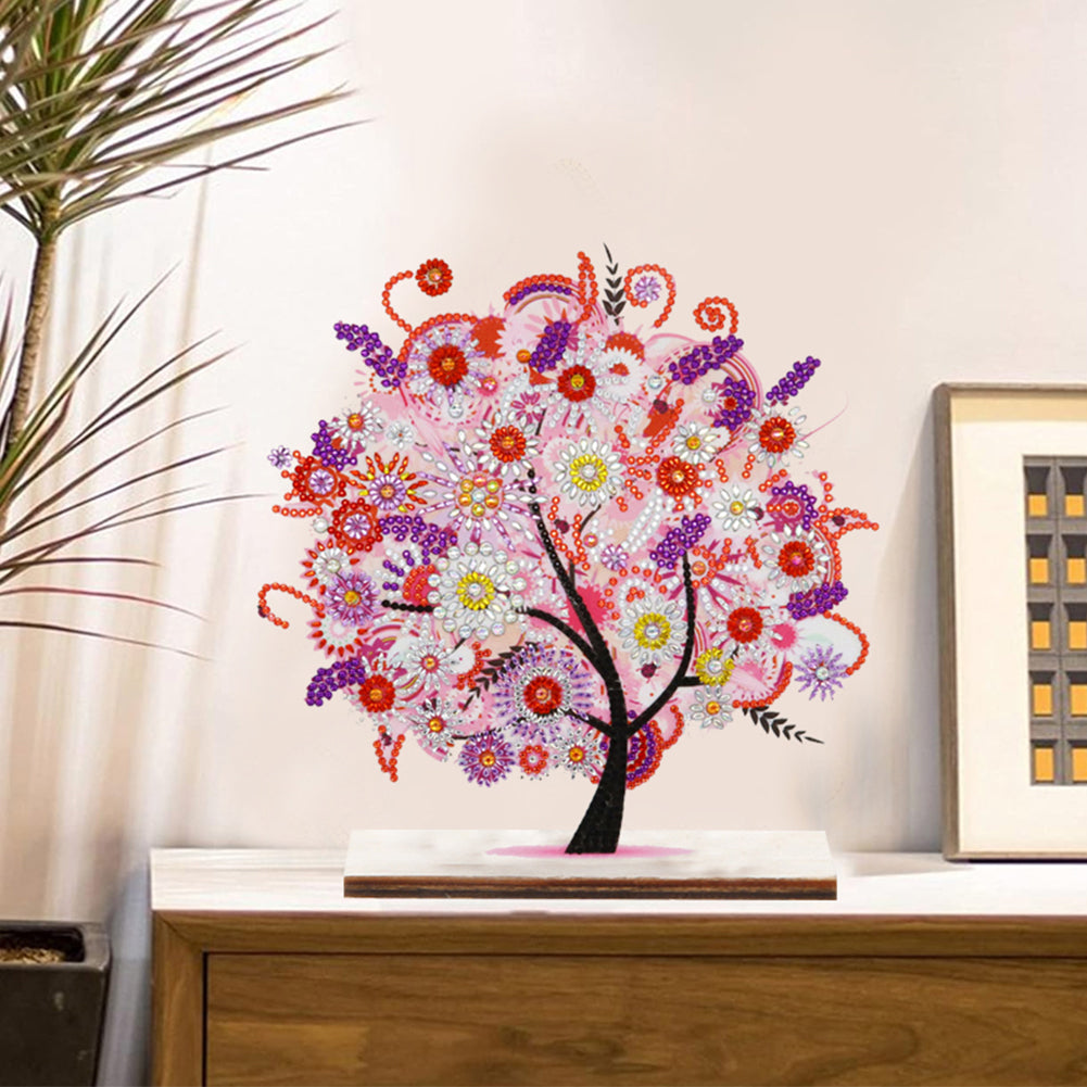 Special Shape Single-Side Desktop Diamond Art Home Decor (Pink Tree Of Life)