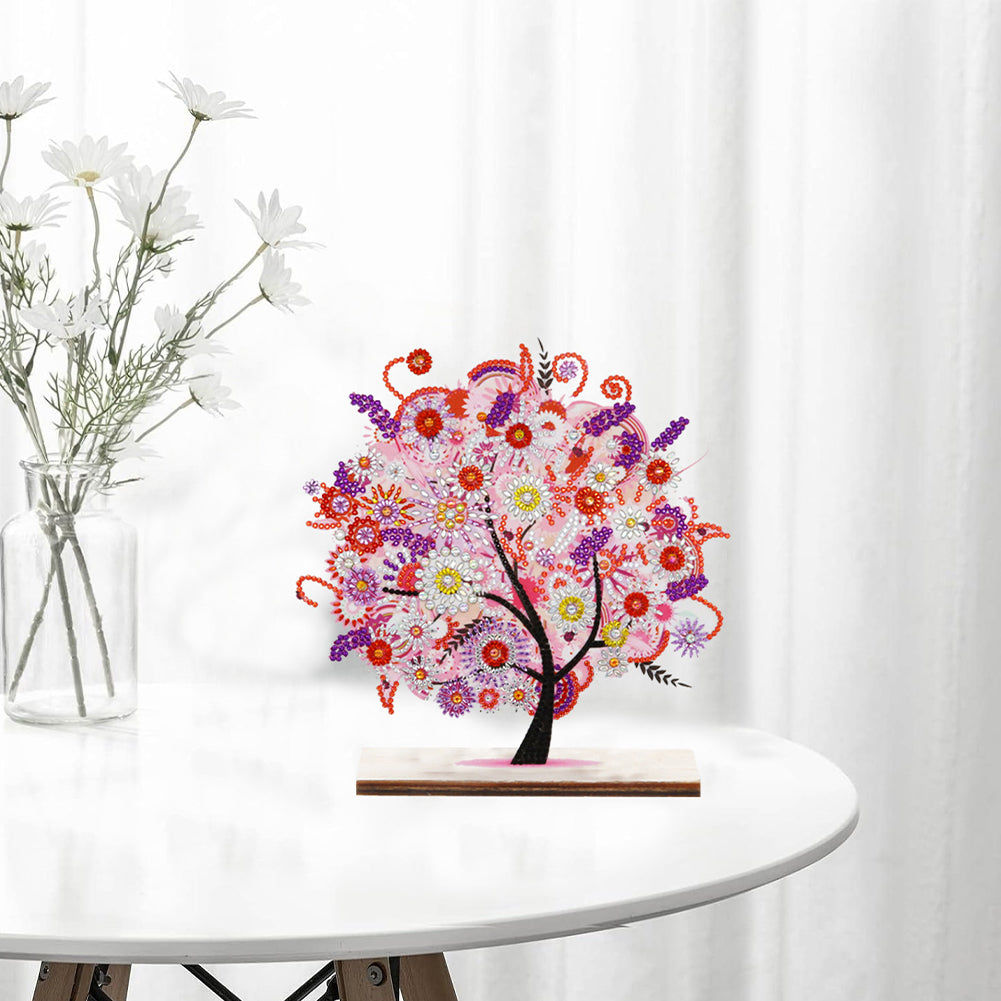 Special Shape Single-Side Desktop Diamond Art Home Decor (Pink Tree Of Life)