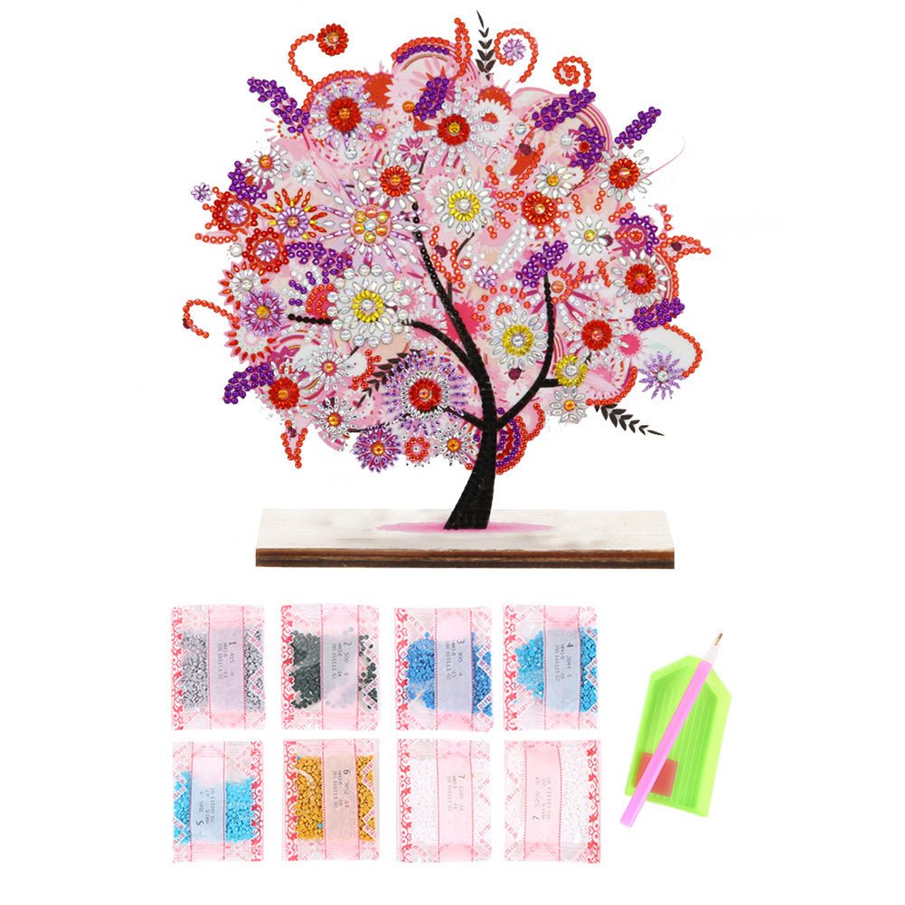 Special Shape Single-Side Desktop Diamond Art Home Decor (Pink Tree Of Life)