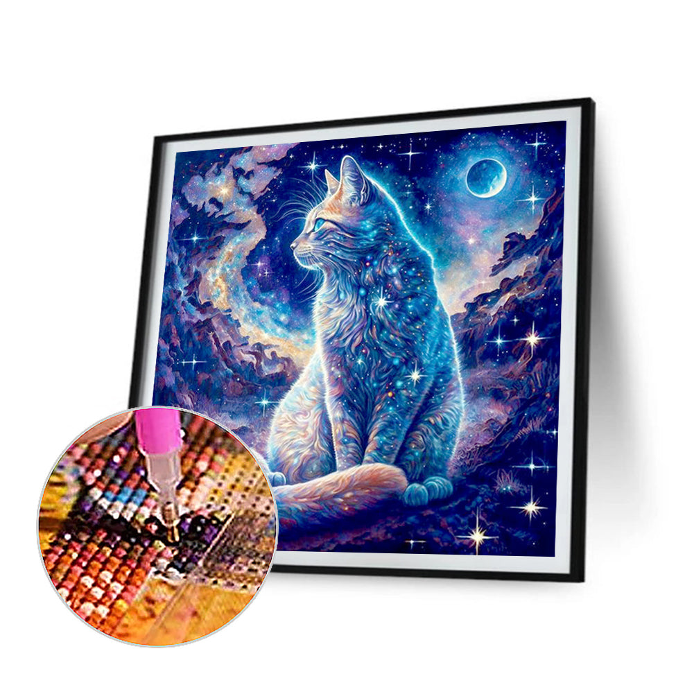 Star Cat - Full Round Drill Diamond Painting 30*30CM
