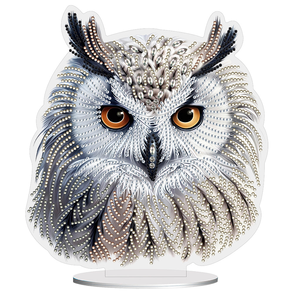 White Head Owl Special Shape Desktop Diamond Art Kits Desktop Decor (Cute Owl)