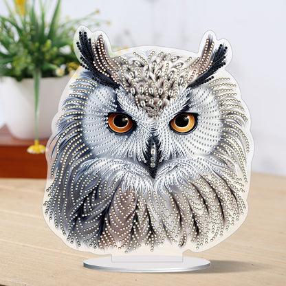 White Head Owl Special Shape Desktop Diamond Art Kits Desktop Decor (Cute Owl)